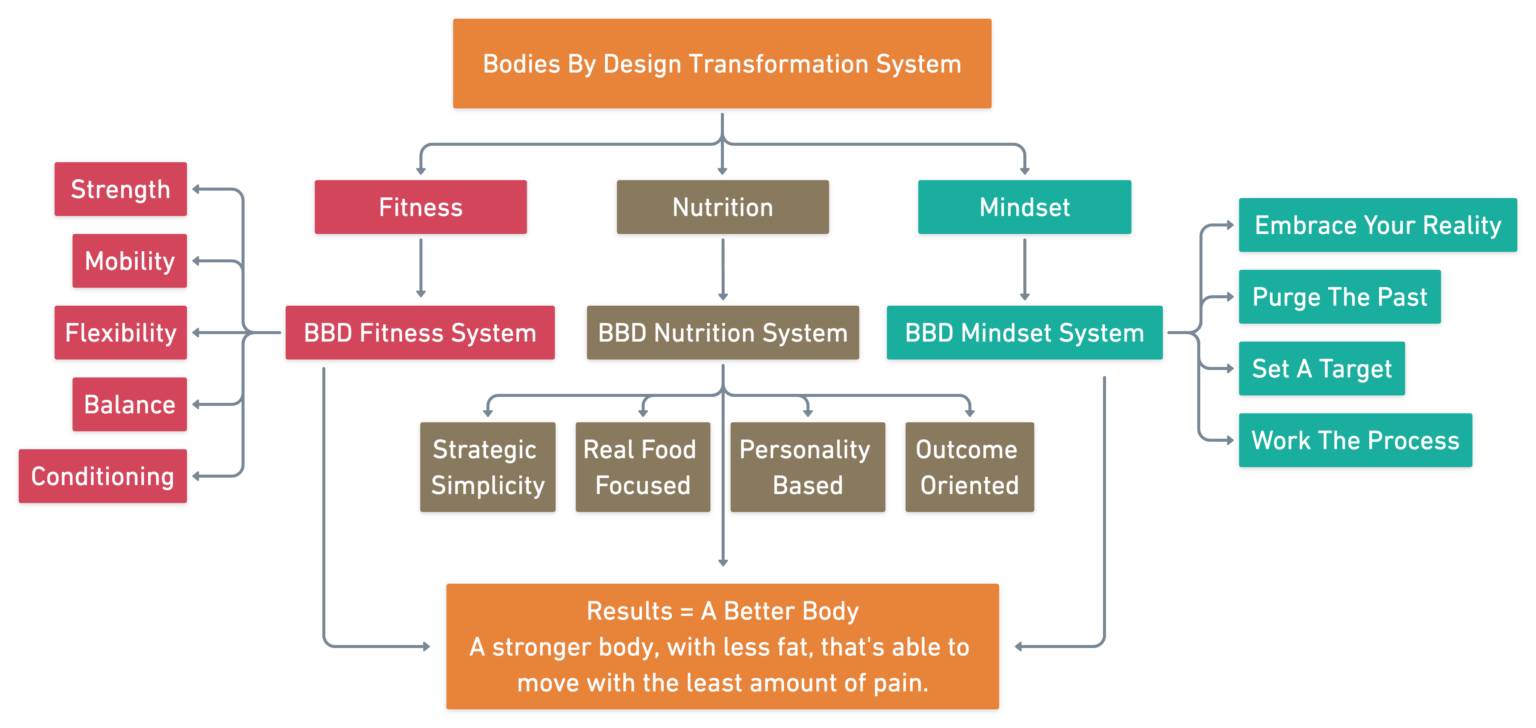 A diagram of the Bodies By Design transformation system.