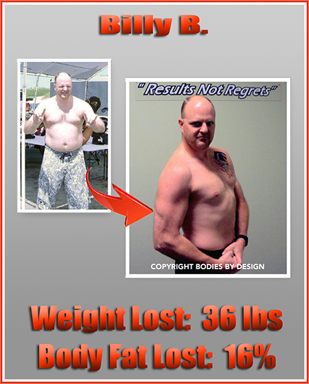 Pflugerville gym client, Billy, standing in a strong pose and showing his biceps.