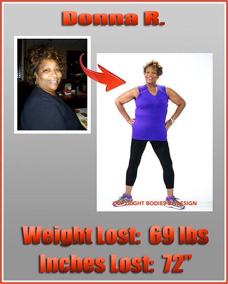 Pflugerville personal training client, Donna, wearing a bright purple tank top with her hands on her hips.