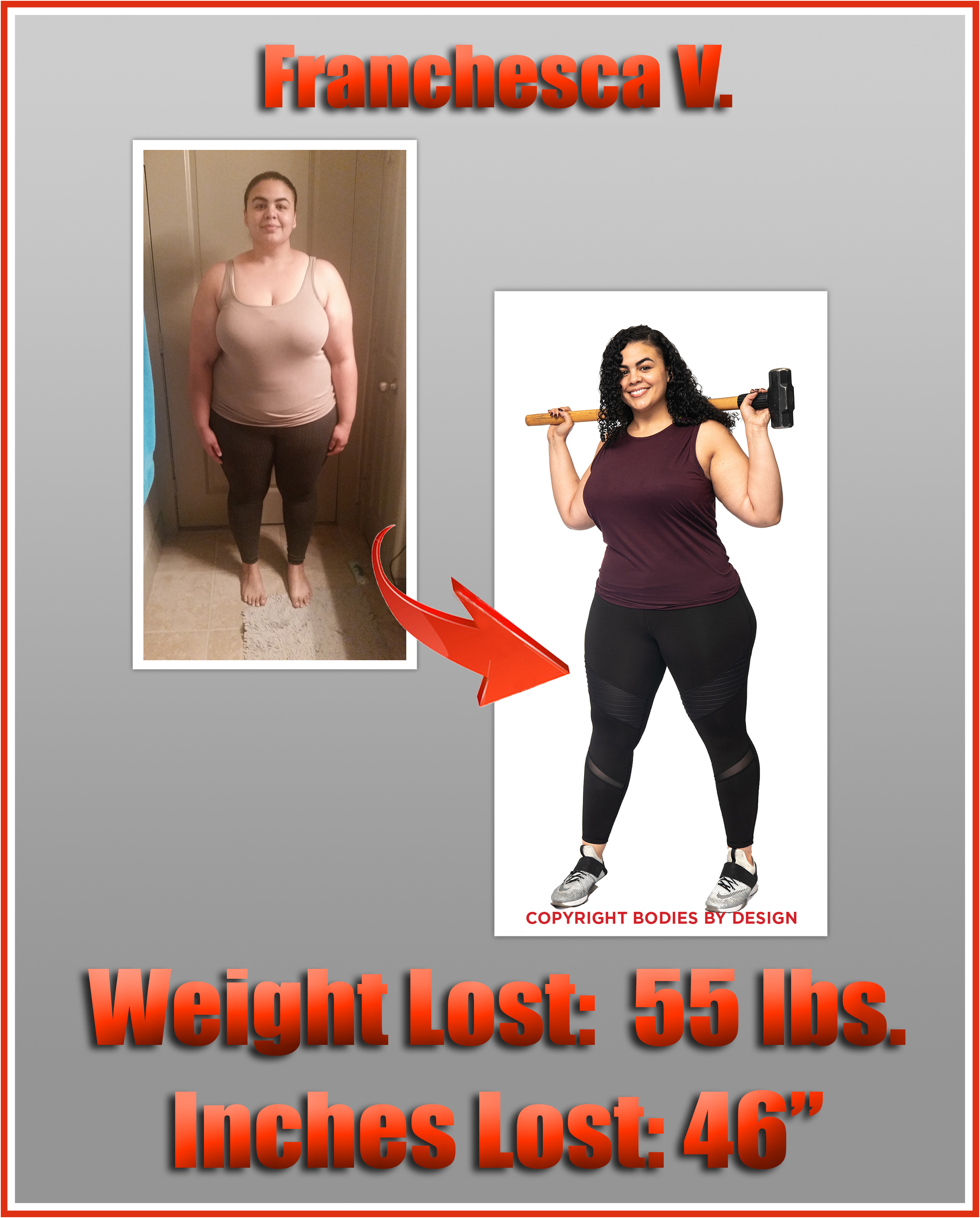 Franchesca, posing powerfully at the Pflugerville fitness photshoot, wearing a dark purple tank top, holding a sledge hammer across her shoulders.