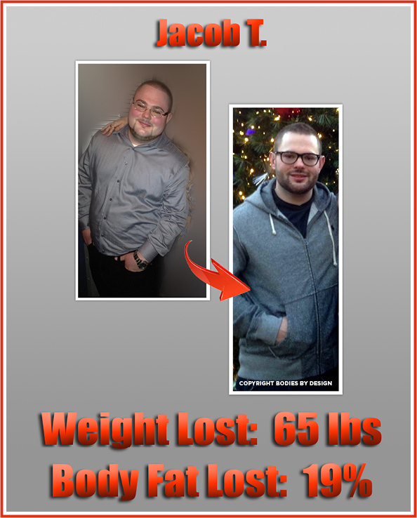 Pflugerville personal training client, Jacob, standing proud of his 65lb weight loss.