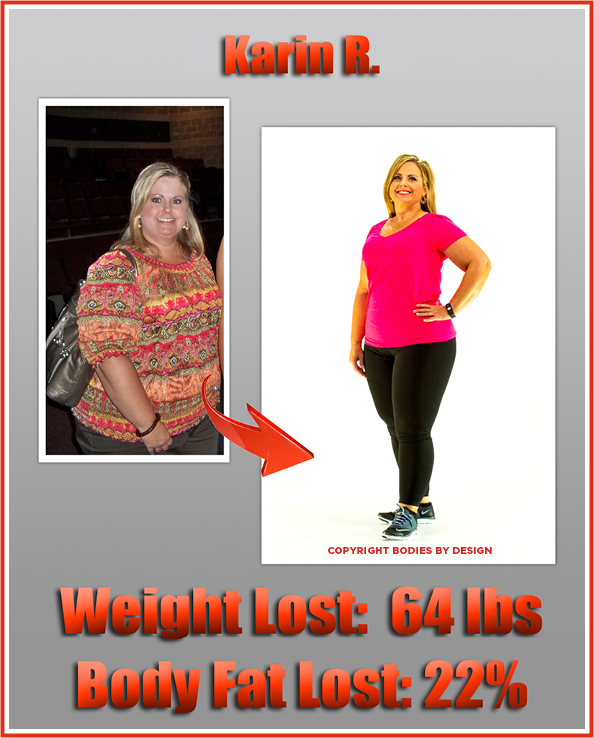 Pflugerville gym client, Karin, posing in a bright pink fitteed shirt with her left hand on her hip.