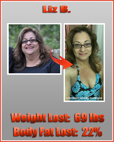 Pflugerville gym client, Liz, showing off her 69lb weight loss.