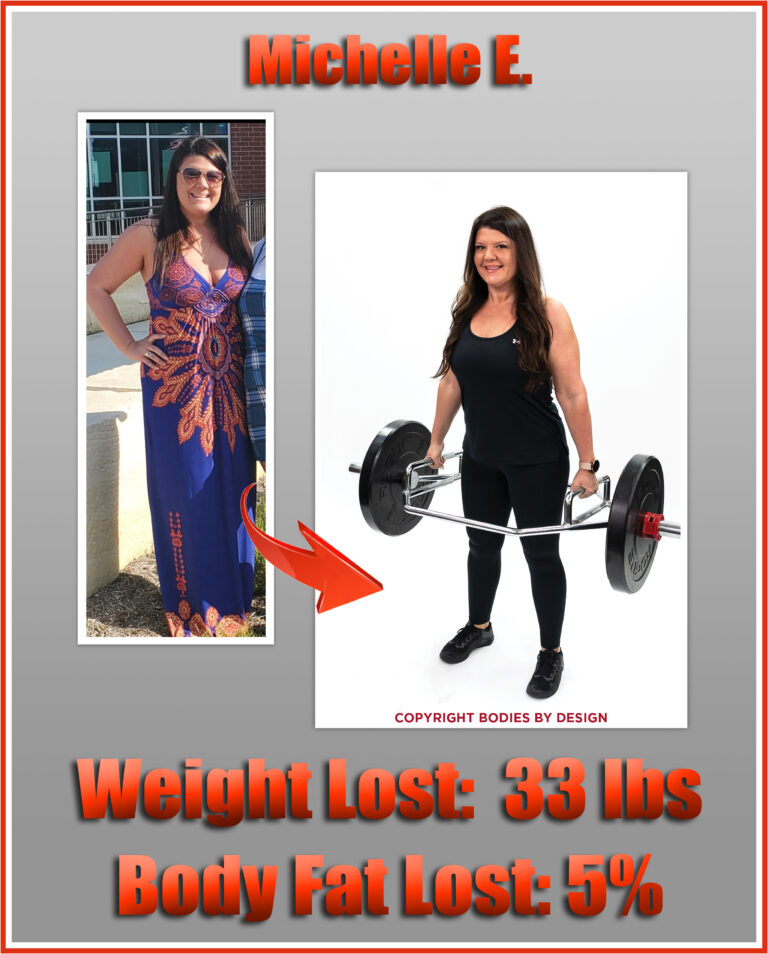 Michelle, Pflugerville fitness client, holding a weighted trap bar and looking strong.