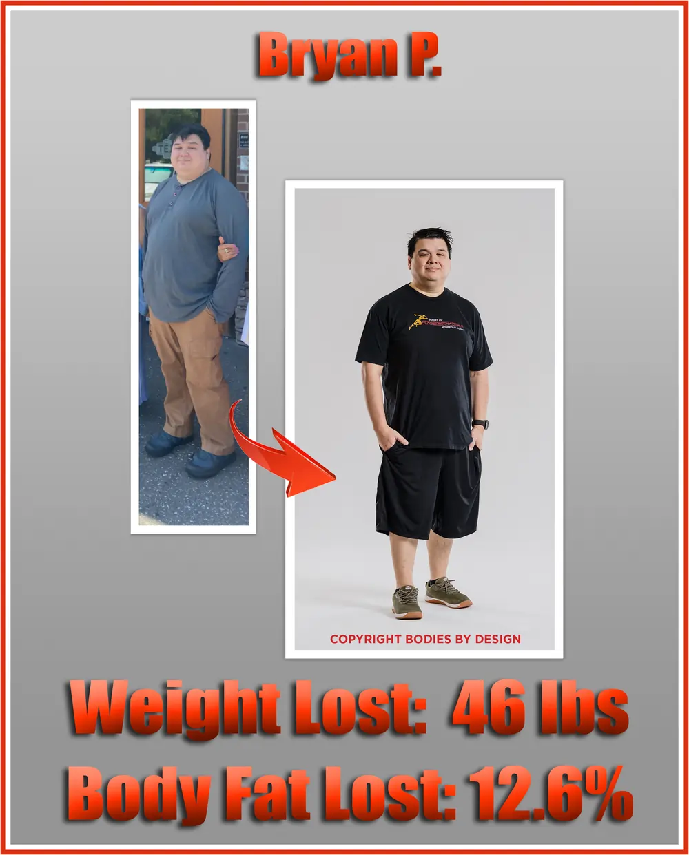 Pflugerville gym client, Bryan, standing grounded and confident in his Bodies By Design shirt.