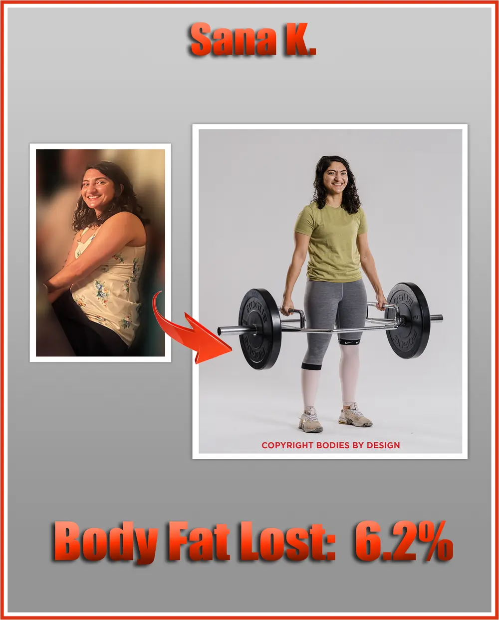 Pflugerville personal training client, Sana, standing strong with a trap bar.